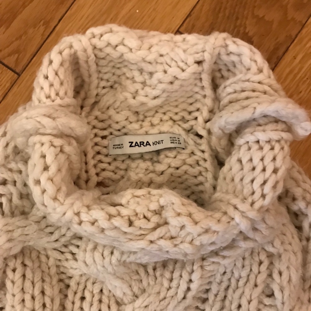 Zara oversized cable knit mock neck sweater
